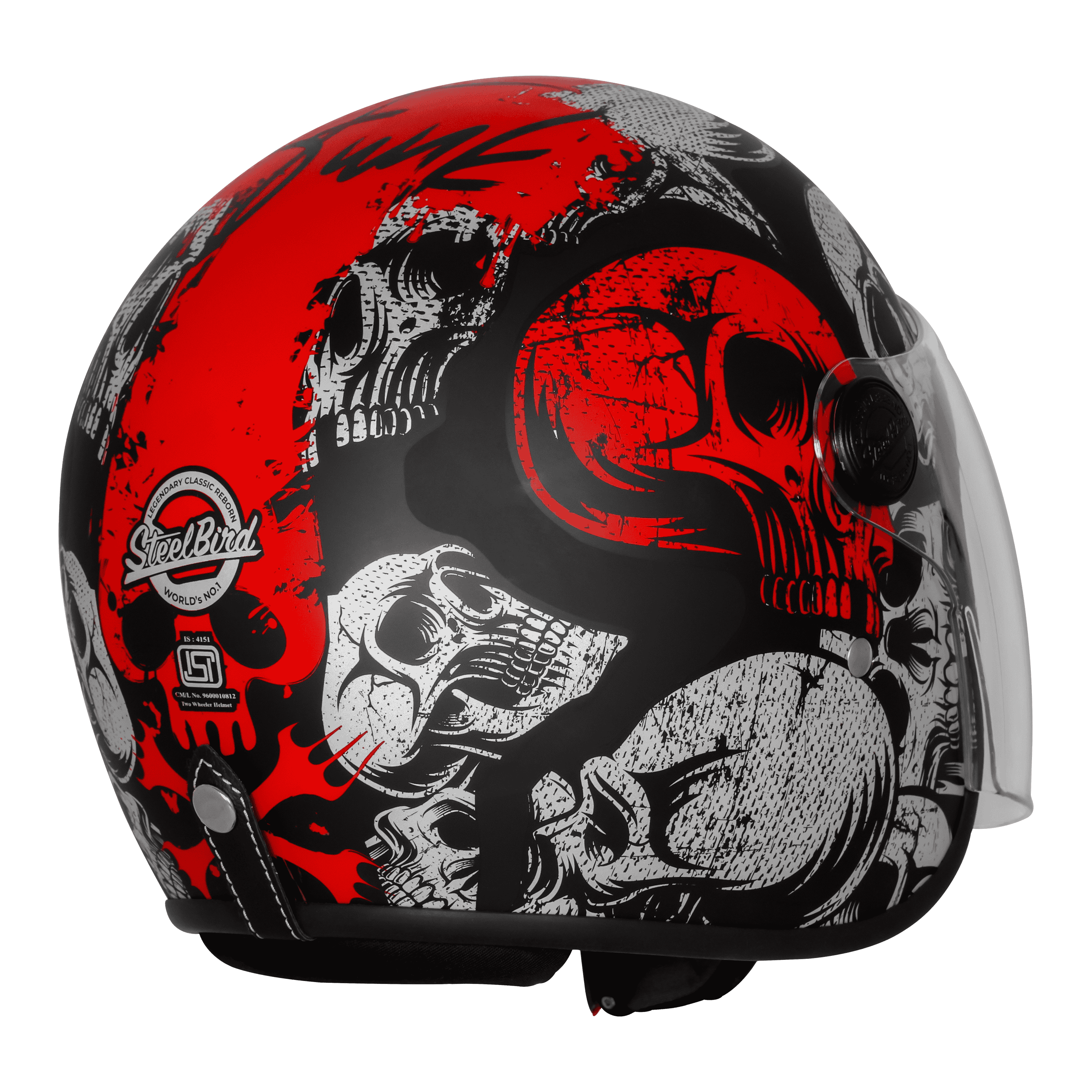 SBH-56 VINTAGE SKULL MAT BLACK WITH RED